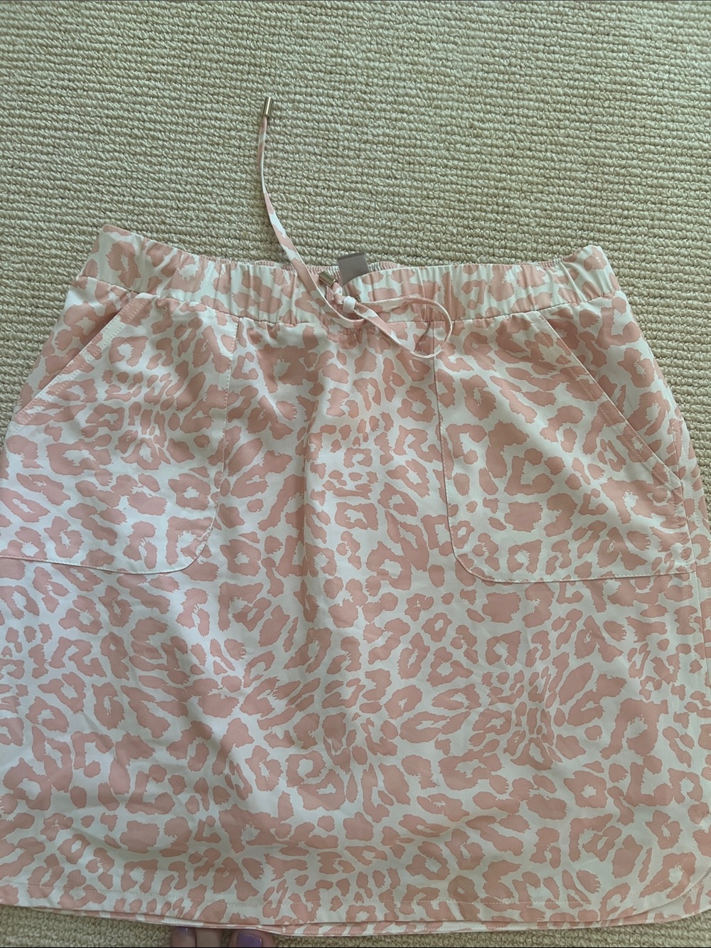 Chico's Pink Leopard-Print Drawstring Mini Skirt - Picture 3 of 11